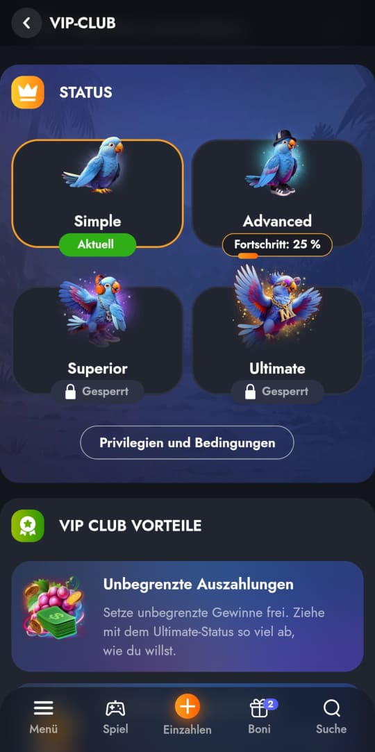 Martin online casino VIP programm mobile vorschau