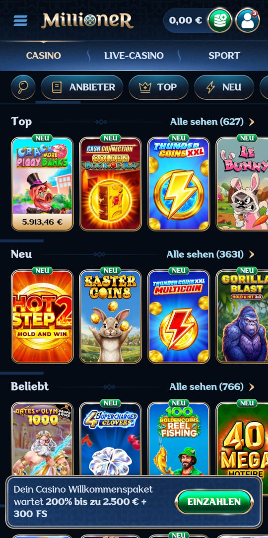 Millioner online casino top spielen mobile vorschau