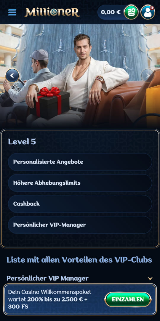 Millioner online casino VIP programm mobile vorschau