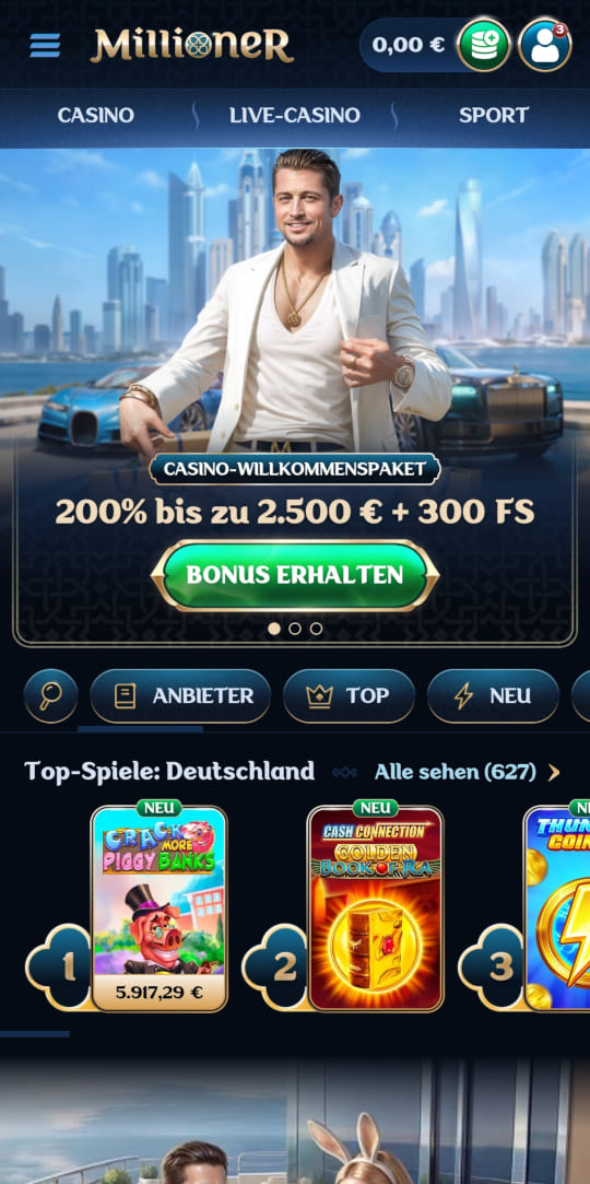 Millioner online casino willkommensbonus mobile vorschau