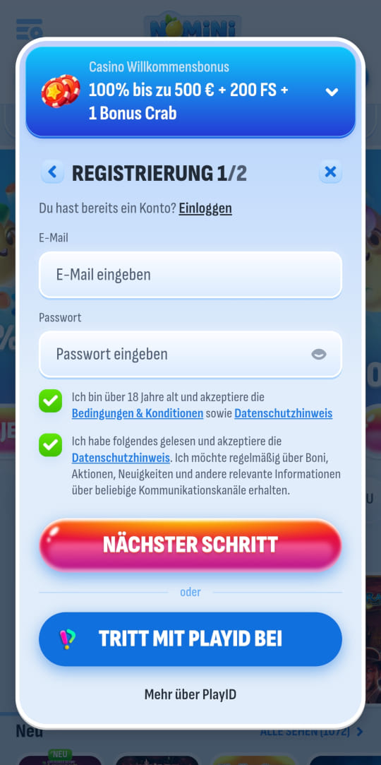 Nomini online casino registrieren mobile vorschau