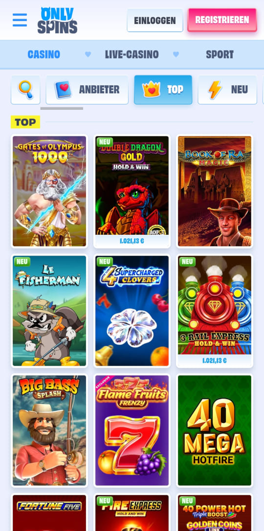 OnlySpins online casino top spielen mobile vorschau