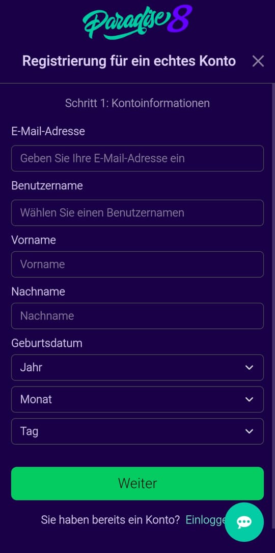 Paradise8 online casino registrieren mobile vorschau