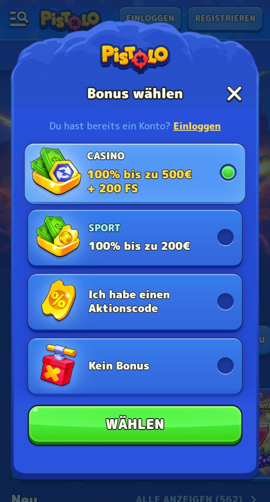 Pistolo online casino registrieren mobile vorschau