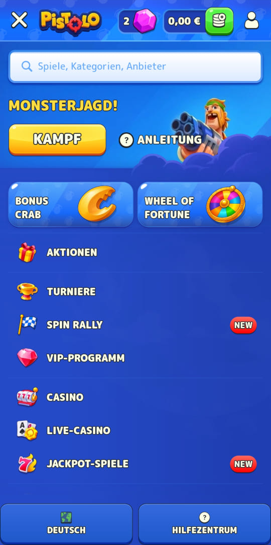 Pistolo online casino seitenleistenmenu mobile vorschau