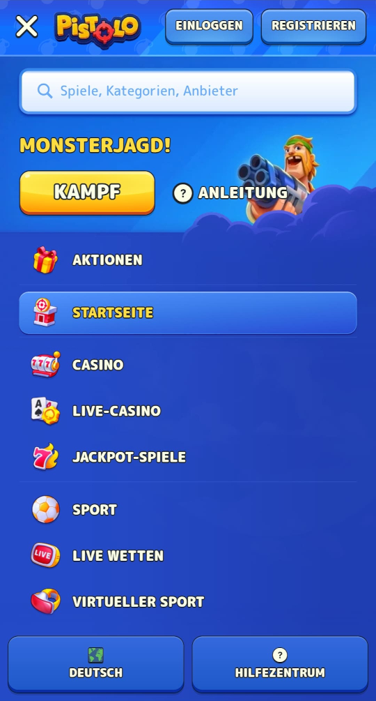 Pistolo online casino seitenleistenmenu mobile vorschau