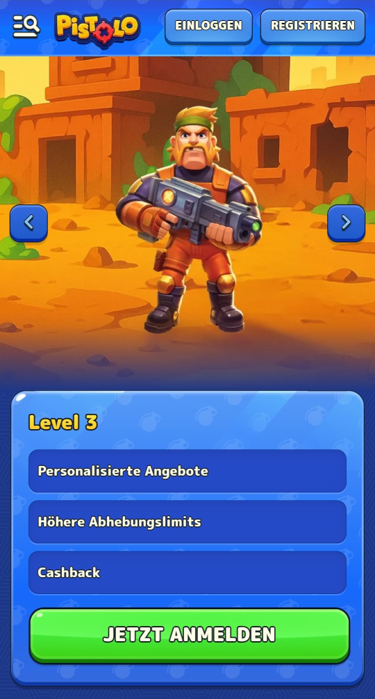 Pistolo online casino VIP programm mobile vorschau