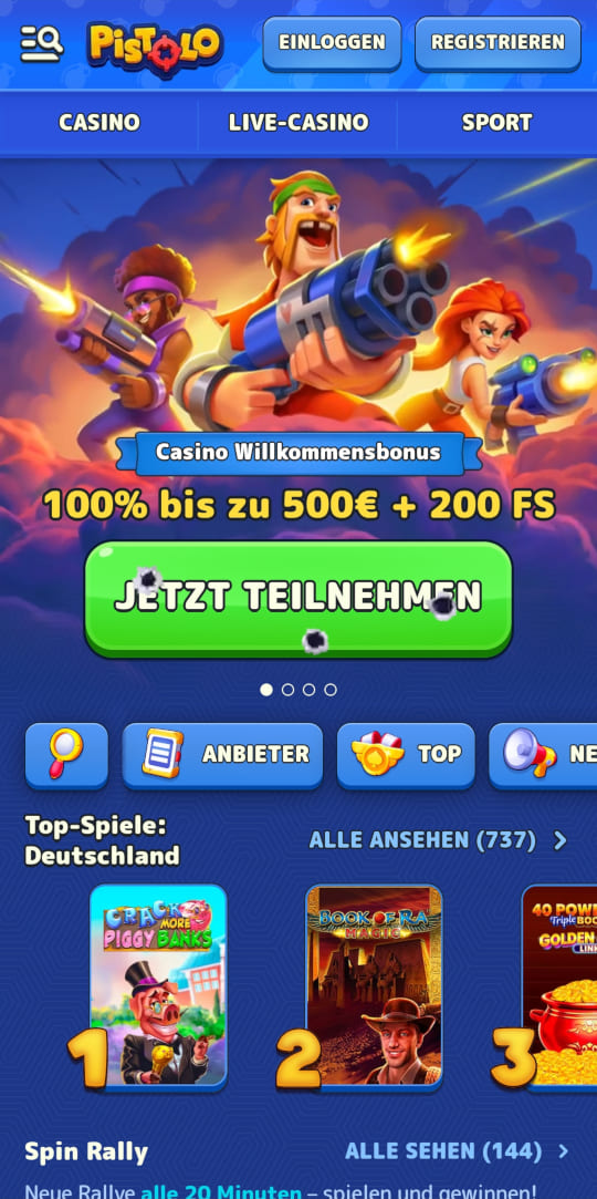 Pistolo online casino willkommensbonus mobile vorschau