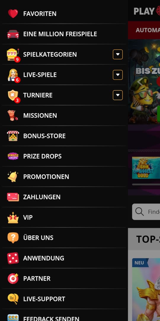 Playamo online casino seitenleistenmenu mobile vorschau