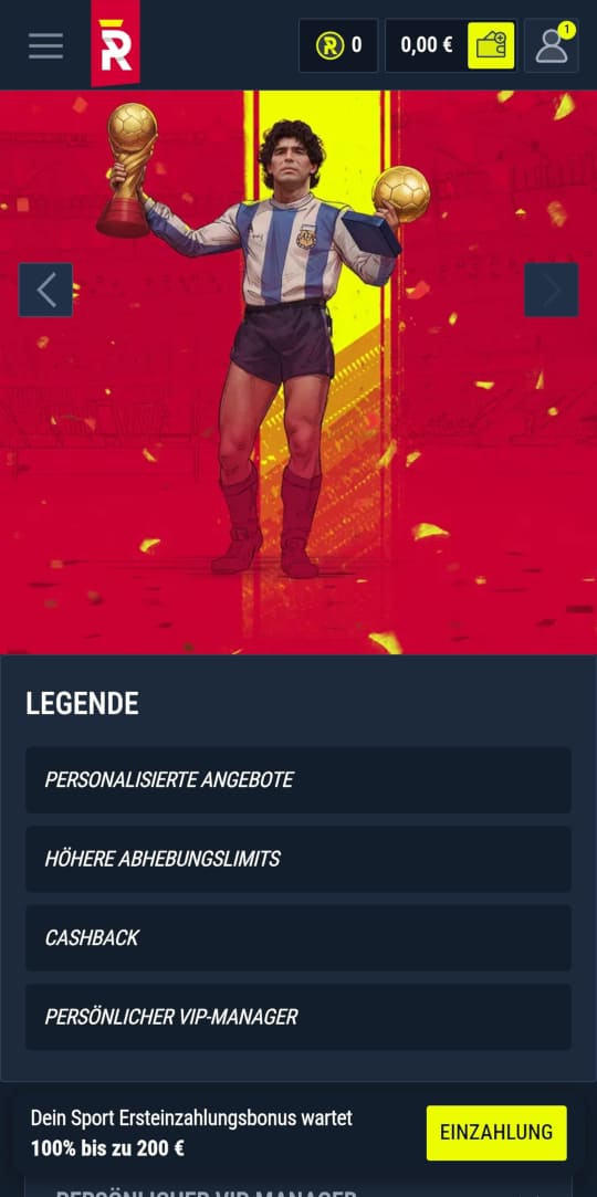 Rabona online casino VIP programm mobile vorschau