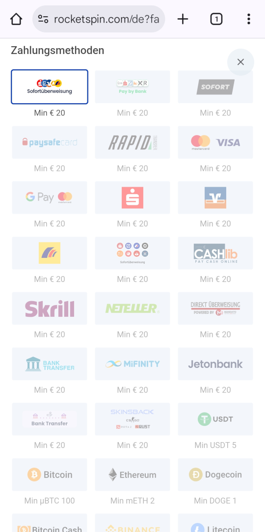 Rocket Spin online casino zahlungen mobile vorschau