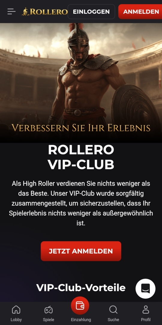 Rollero online casino VIP programm mobile vorschau