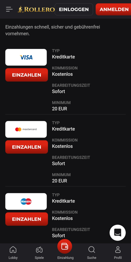 Rollero online casino zahlungen mobile vorschau