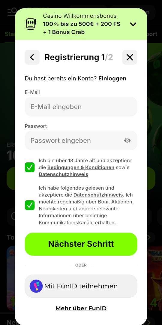 SPINiT online casino registrieren mobile vorschau