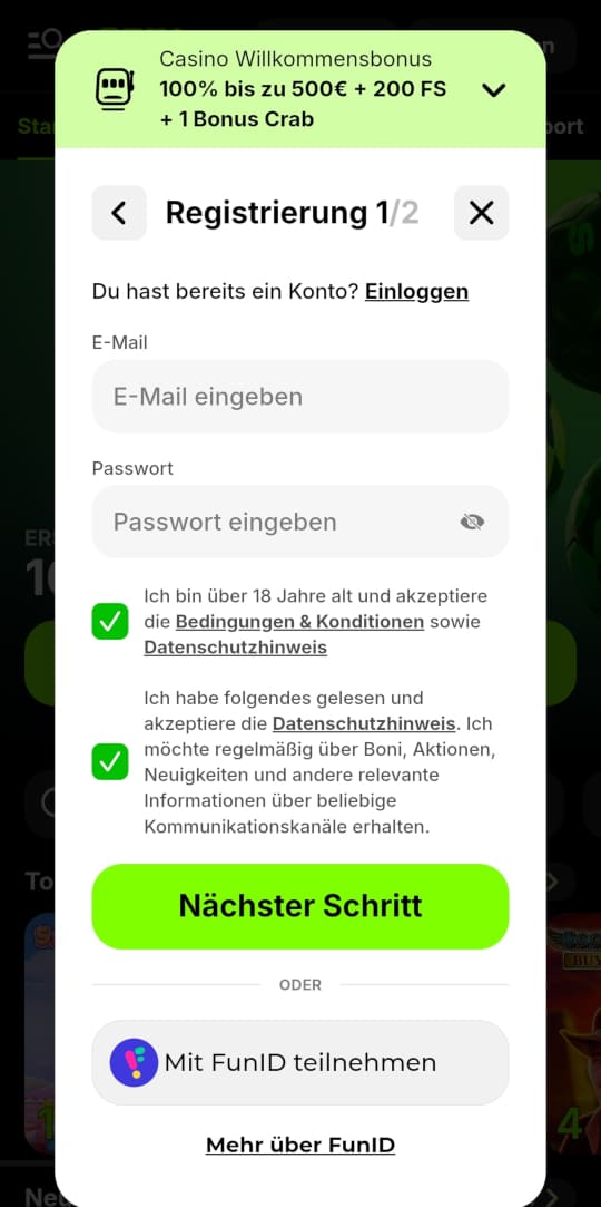 SPINiT online casino registrieren mobile vorschau