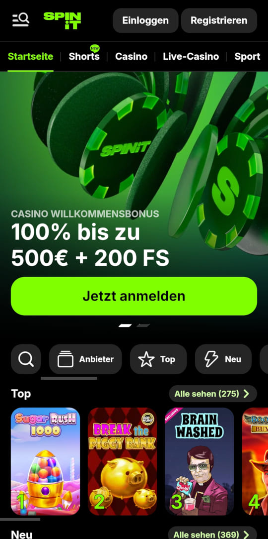 SPINiT online casino willkommensbonus mobile vorschau