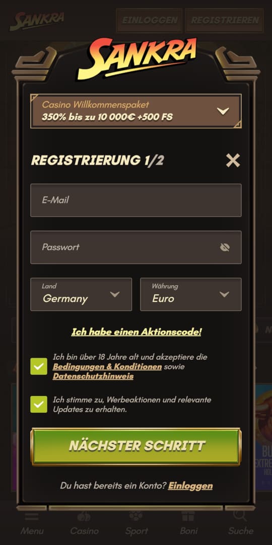 Sankra online casino registrieren mobile vorschau