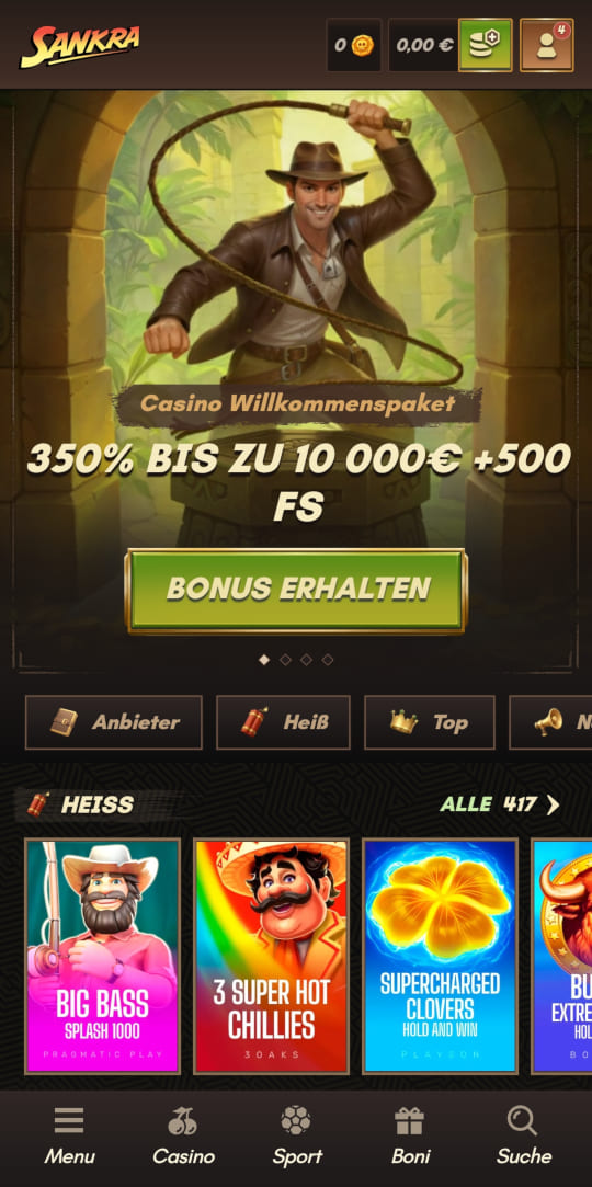 Sankra online casino willkommensbonus mobile vorschau