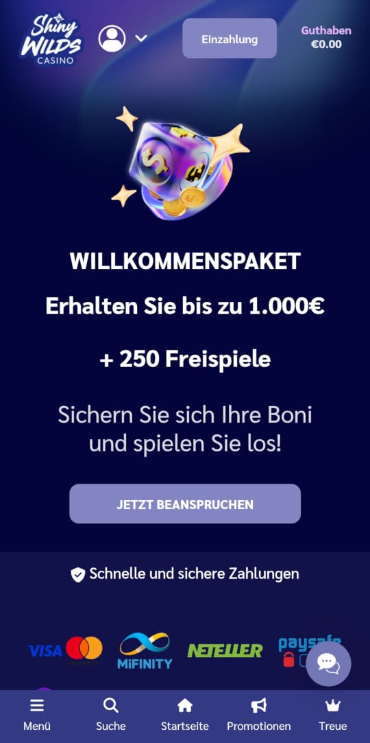 ShinyWilds online casino willkommensbonus mobile vorschau