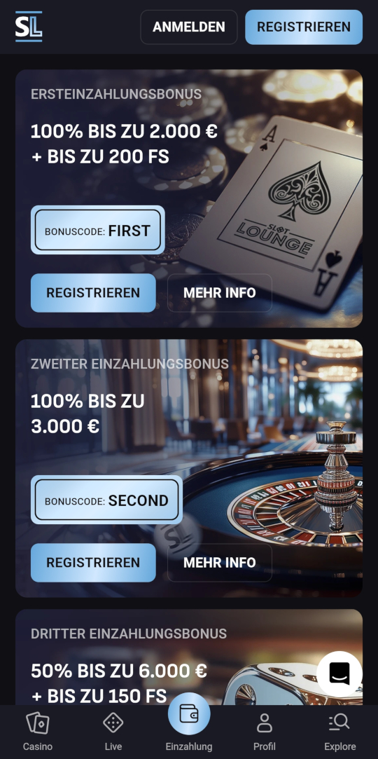 SlotLounge online casino ersteinzahlungsbonus mobile vorschau