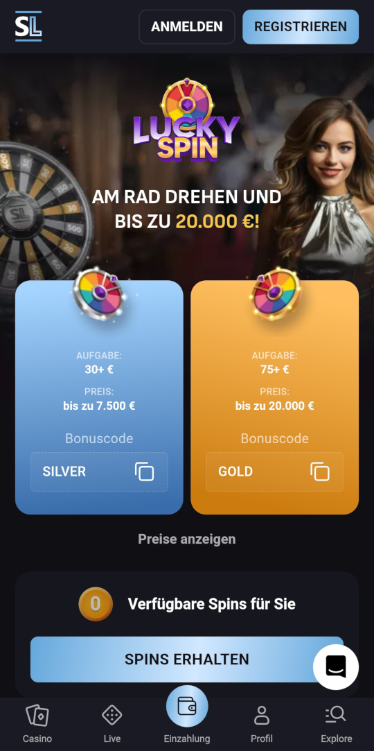 SlotLounge online casino lucky spin mobile vorschau