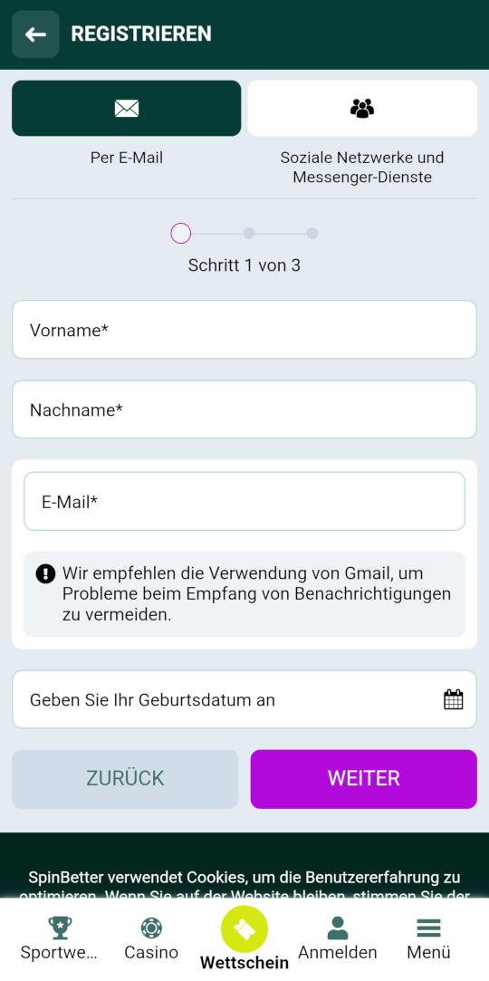 SpinBetter online casino registrieren mobile vorschau