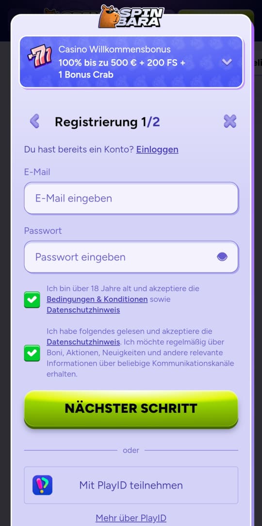Spinbara online casino registrieren mobile vorschau