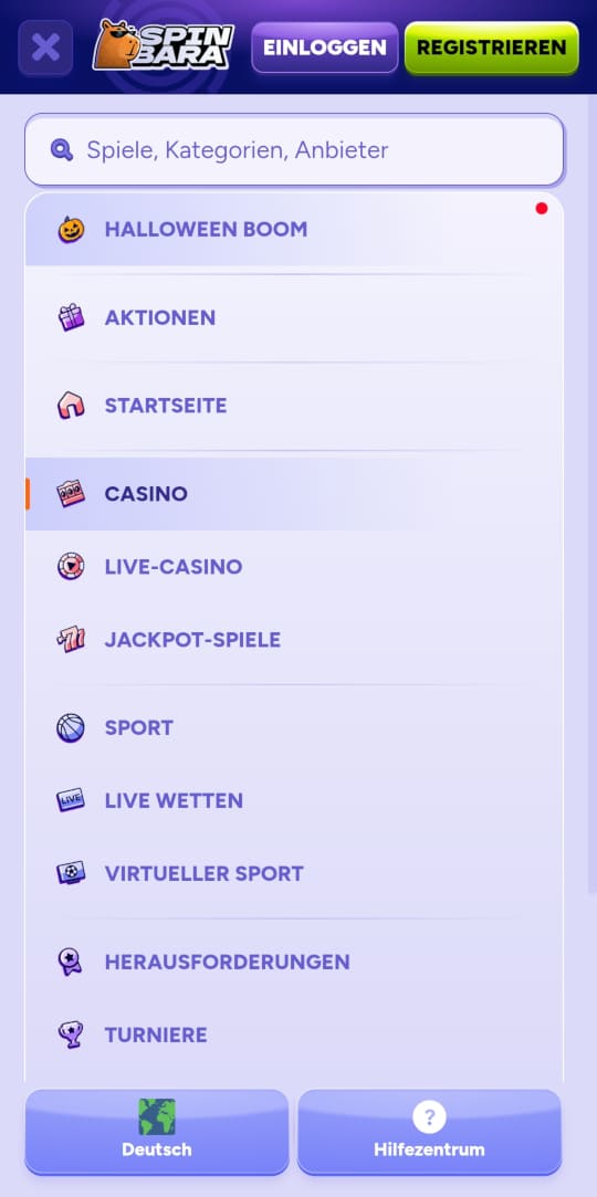 Spinbara online casino seitenleistenmenu mobile vorschau