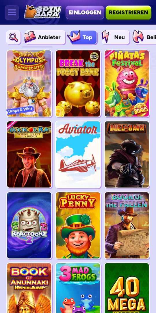 Spinbara online casino top spielen mobile vorschau