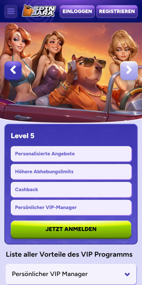Spinbara online casino VIP programm mobile vorschau
