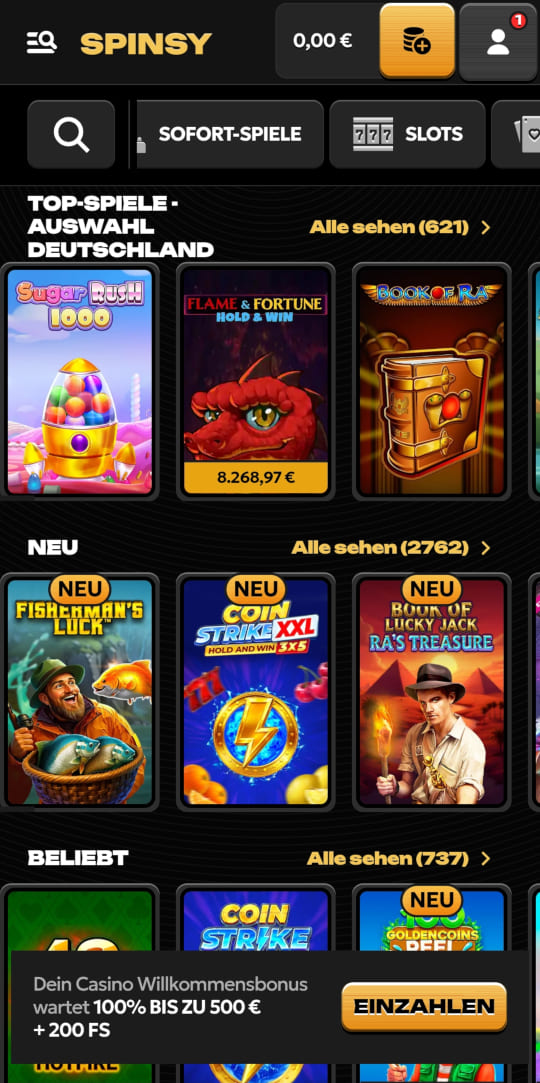 Spinsy online casino top spielen mobile vorschau