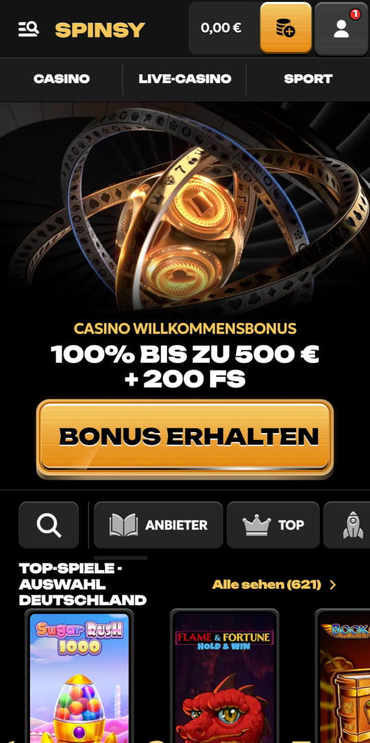 Spinsy online casino willkommensbonus mobile vorschau