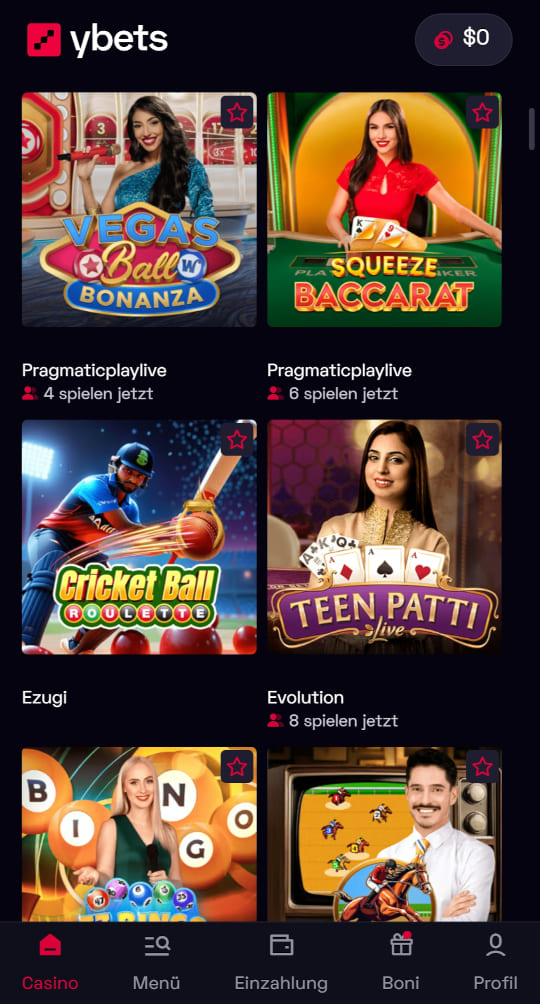 Ybets.net online casino live casino mobile vorschau
