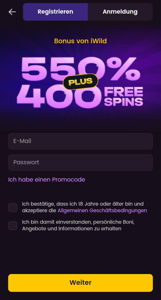 iWild online casino registrieren mobile vorschau