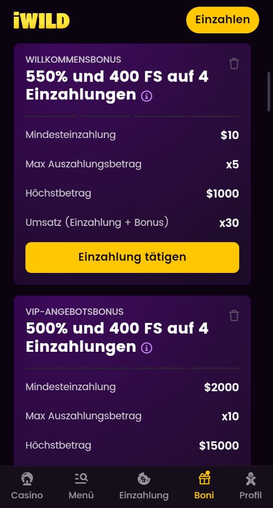 iWild online casino willkommensbonus mobile vorschau